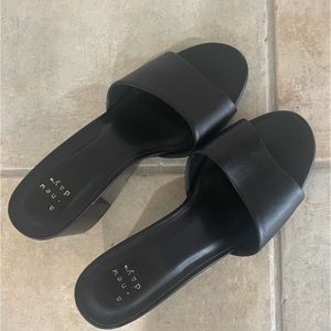 black wedge sandals